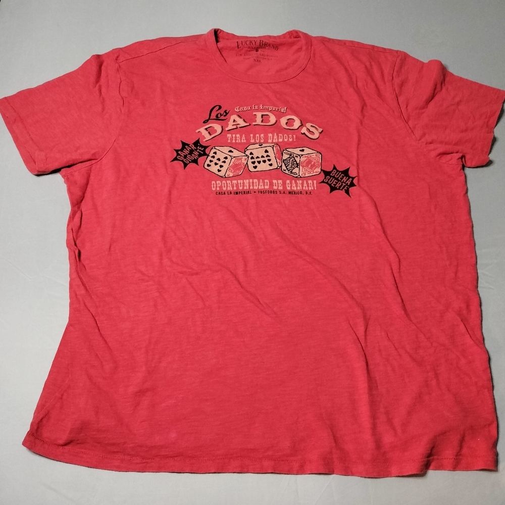 Lucky Brand Los Dados Graphic print Men's Shirt Size 2XL Color Orange